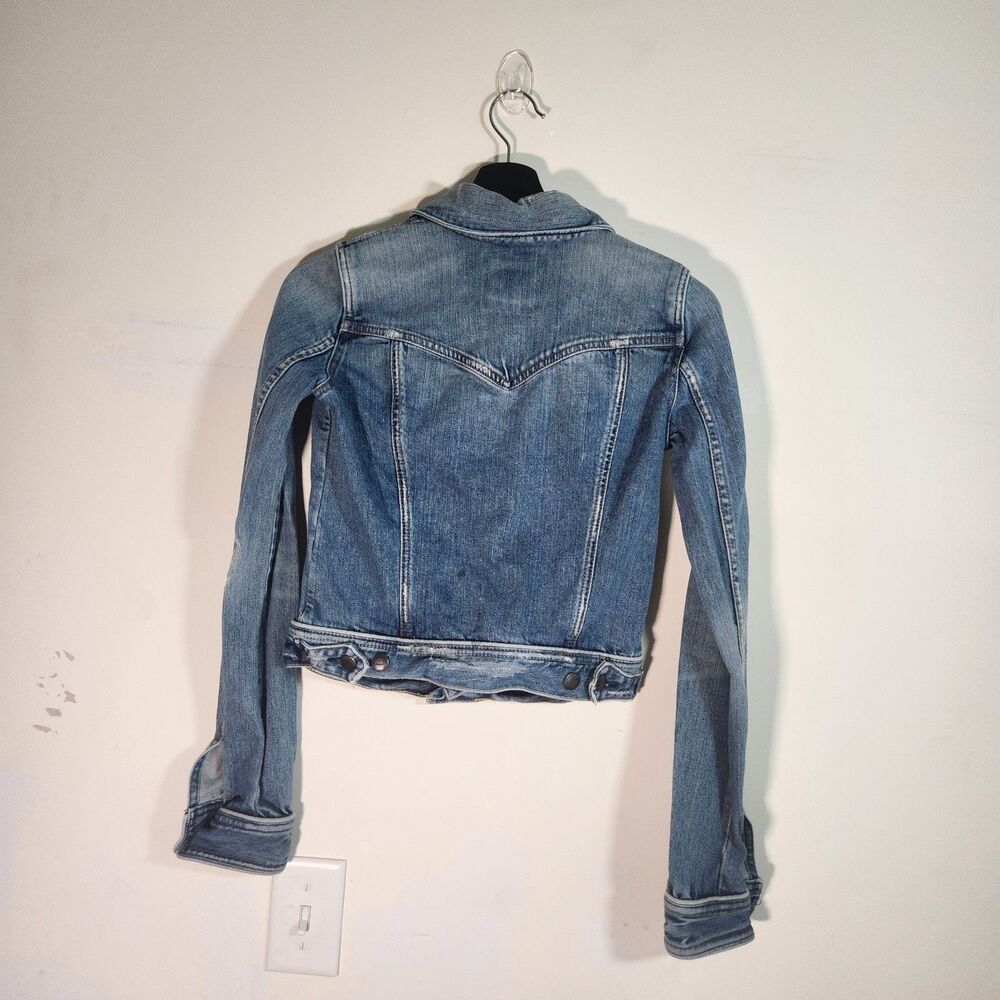Abercrombie & Fitch Jean Jacket Small Woman Blue Denim Distressed Small - Picture 5 of 12